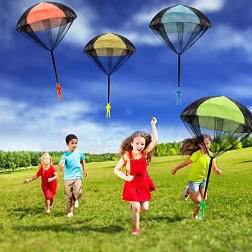 4-Pack: Tangle Free Throwing Toy Parachute