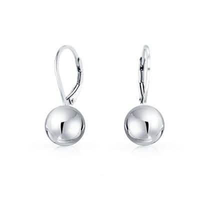 Italian Sterling Silver Leverback Ball Earrings