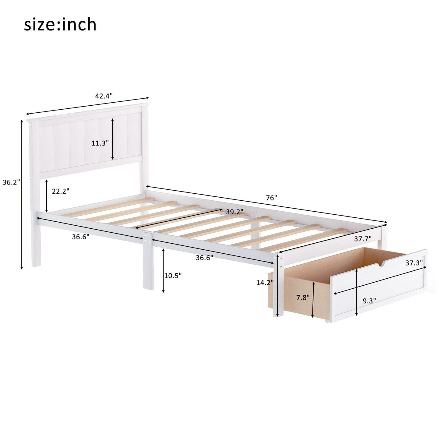 Twin Size Platform Bed with Storage