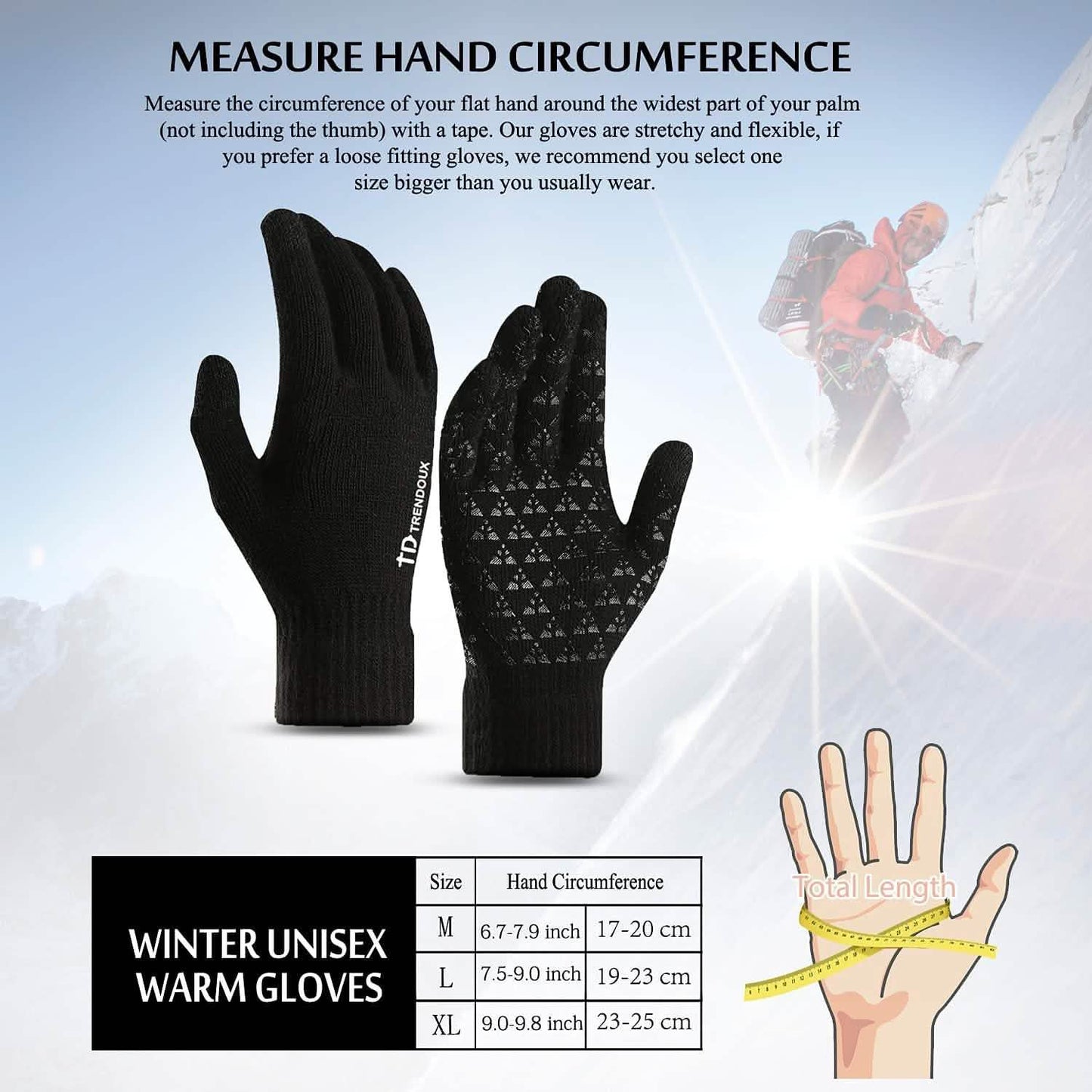 Unisex Knit 360° Whole Palm Touchscreen Antislip Gloves