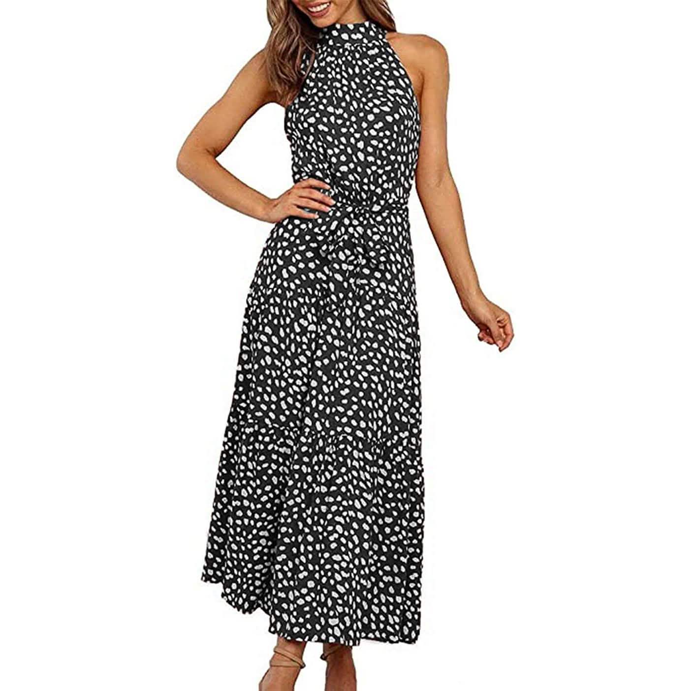 Women’s Casual Halter Neck Sleeveless Long Maxi Dress - Assorted Styles