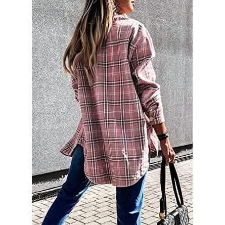 Women's Fall Clothes Plaid Jacket Long Sleeve