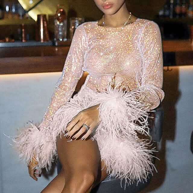 Women‘s Party Feather Dress