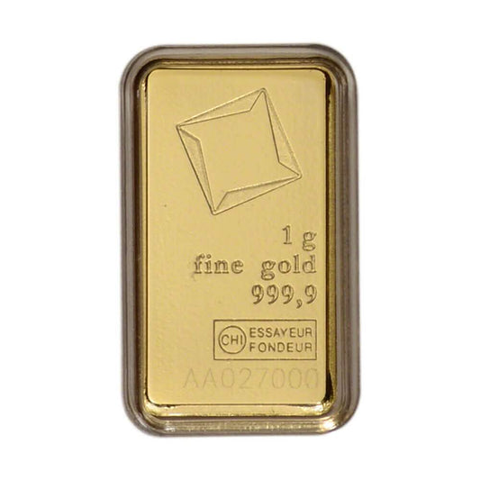 1 Gram Gold Bar - Valcambi Suisse - 999.9 Fine in Sealed Assay