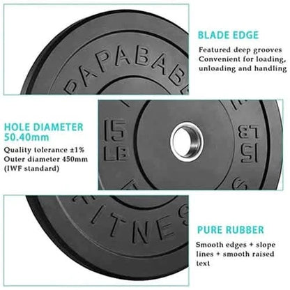 1-Pair: Bumper Plates 2-Inch Bumpers Olympic Weight Plate