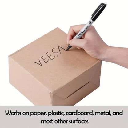 10-Pieces: Black Permanent Markers Fine Tip