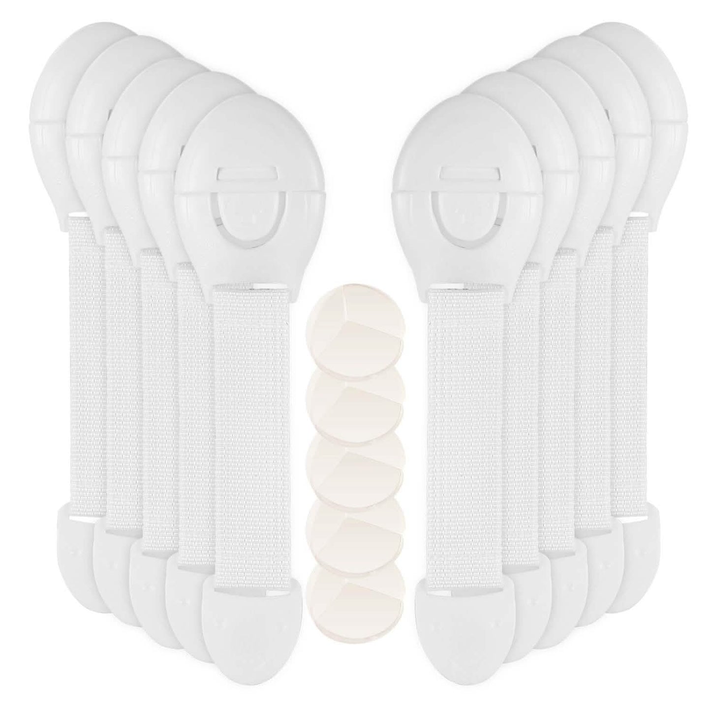 10-Pieces: Kids Safety Locks with 5 Furniture Corner Protectors