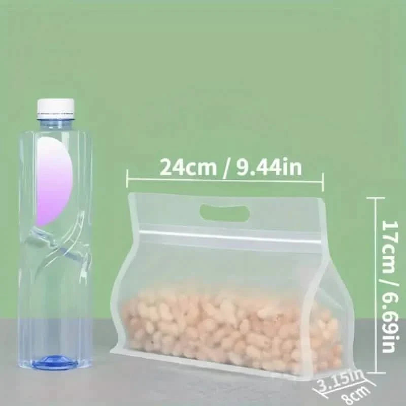 10-Pieces: Reusable Silicone Leakproof Food Storage Bags