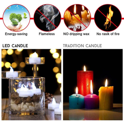 100-Piece: Cool White LED Tealight Flameless Smokeless Candles