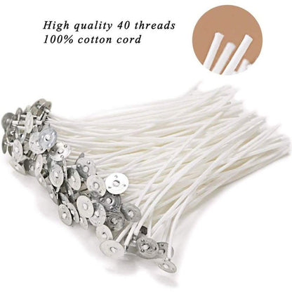 100-Piece: EricX Light Cotton Candle Wick 6" Pre-Waxed for Candle Making