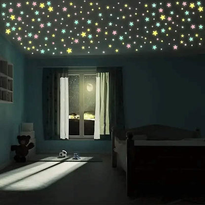 100-Pieces: Luminous Glow in the Dark Star Wall Stickers
