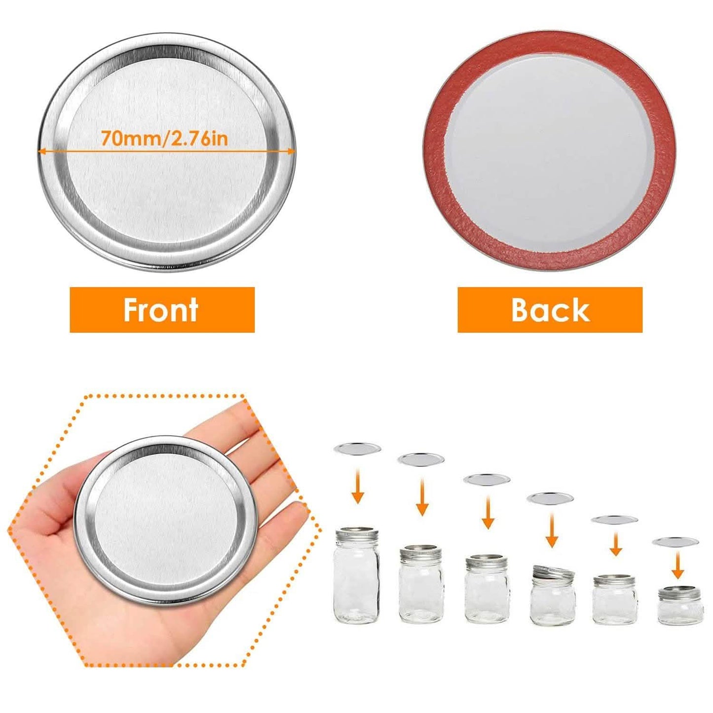 100-Pieces: Regular Mouth Canning Lids