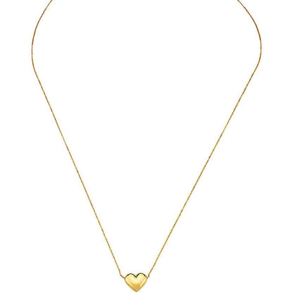 10K Gold Puffed Heart Necklace for Women Adjustable