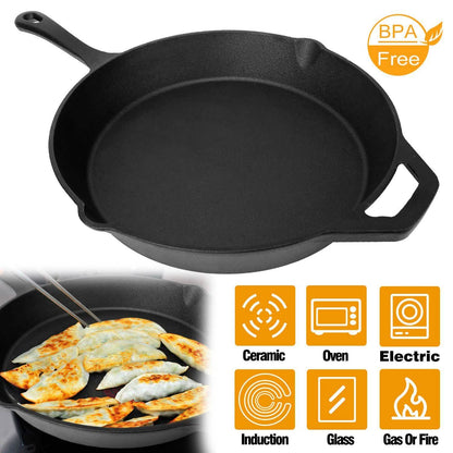 12 Inch Pre-Seasoned Cast Iron Skillet Oven Safe Cookware