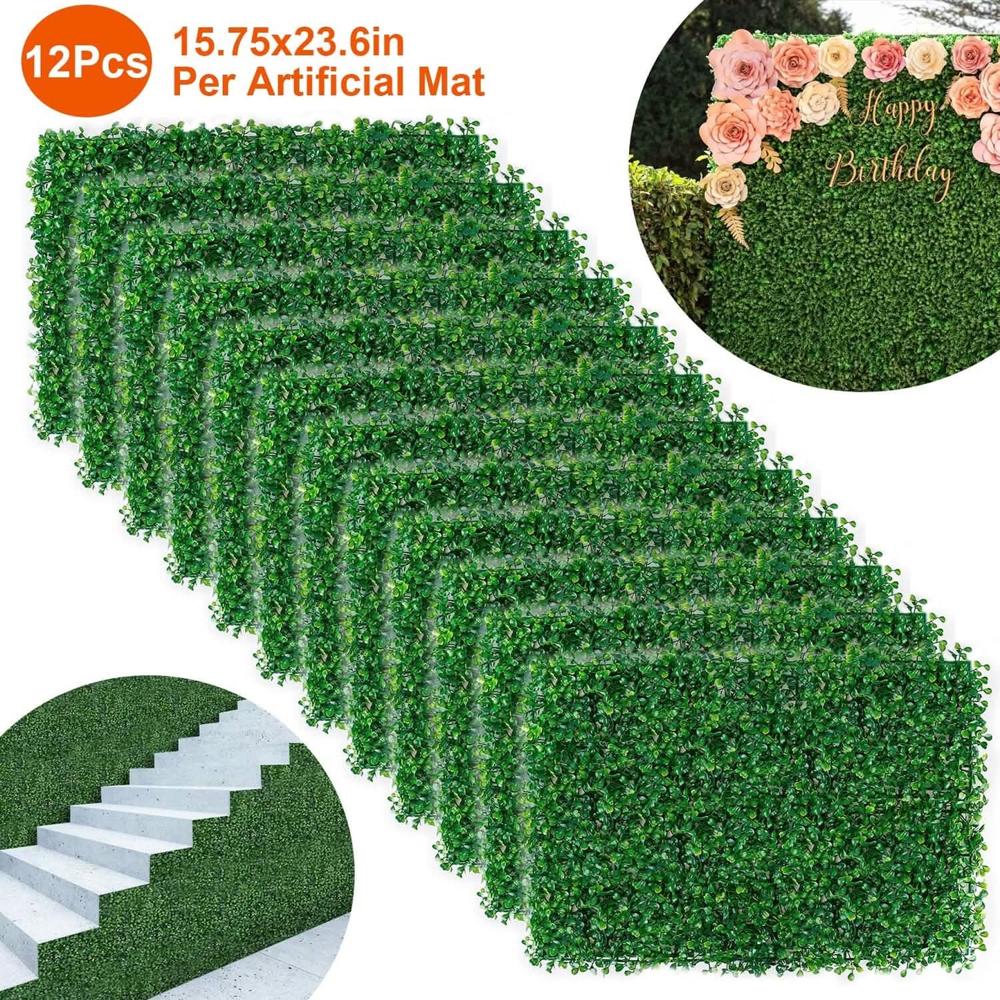 12-Piece: Artificial Boxwood Plant Grass