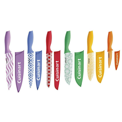 12-Piece Set: Cuisinart Printed Color Knife With Blade Guards