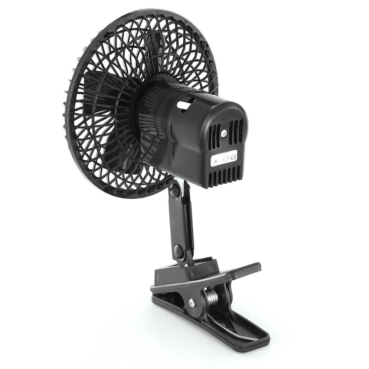 12V Car Fan Oscillating Clip on Cooling Fan with 2 Speeds 120° Rotation