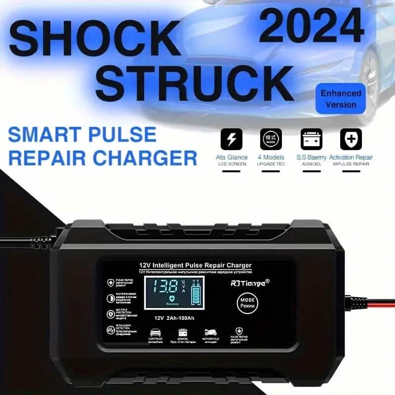 12V Intelligent Pulse Repair Smart Battery Charger with LCD Display