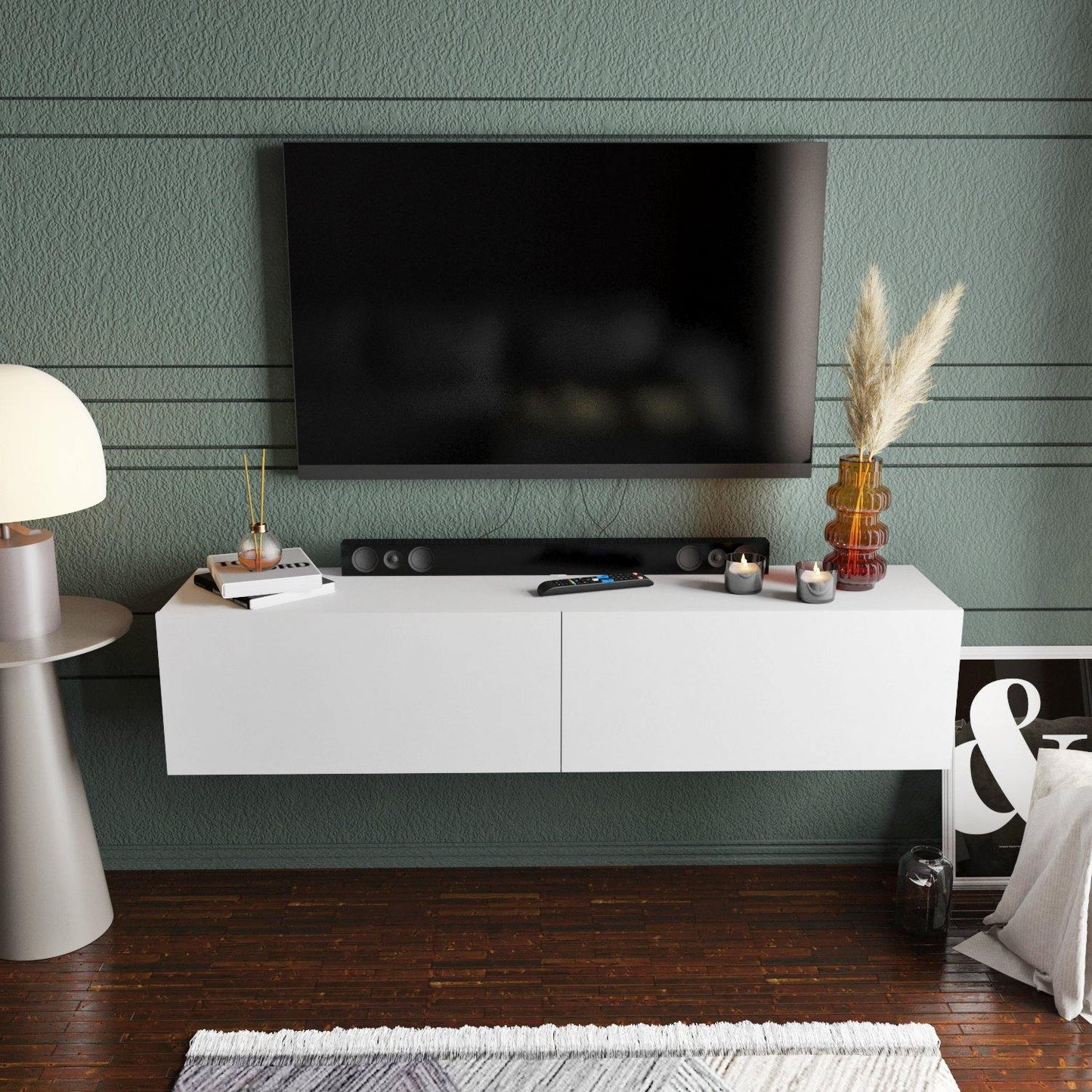 Poling 63" Wide Floating TV Stand and Media Console for TVs up to 70"