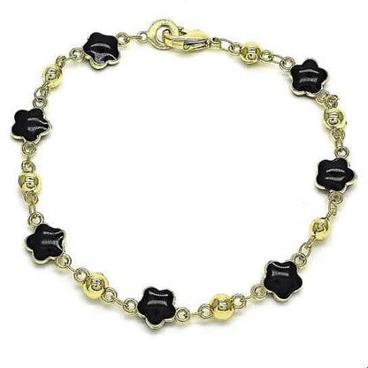 14k Gold Filled High Polish Finish Enamel Flower Bracelet