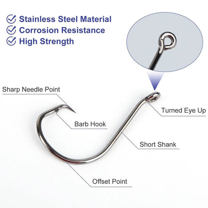 160-Piece: Offset Fishing Hooks Kit