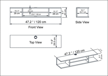 Pivot Floating, Wall Mounted TV Stand and Media Console for TVs up to 55''