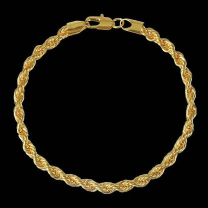 18K Gold European Classic Twist Necklace + Bracelet
