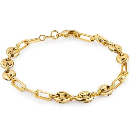 18K Gold Mariner and Paperclip Link Anklet 10"