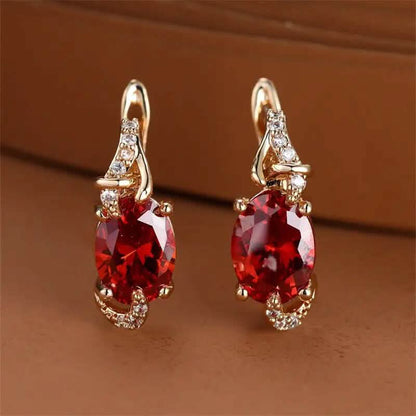 18K Gold Stone Stud Earrings