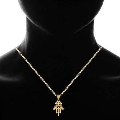 18K Gold Plated Crystal Hamsa Hand Pendant
