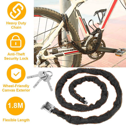 1.8m Bike Chain Lock with 3 Keys Heavy Duty Security Lock