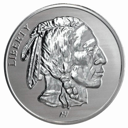 1oz .999 Fine AG Silver Round - Buffalo Indian Stamped