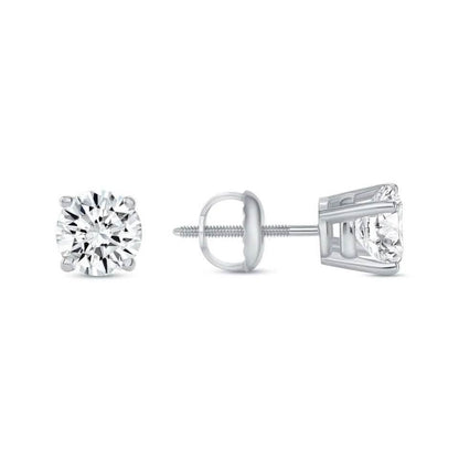 2 Ct Round Lab Created Grown Diamond Earrings 950 Platinum E/VVS Basket Screw