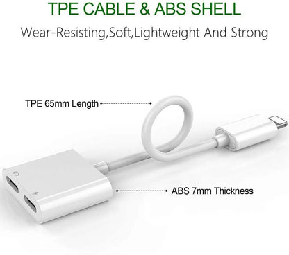 2-in-1 for Lightning Adapter For iPhone 7 8 Plus 10 X