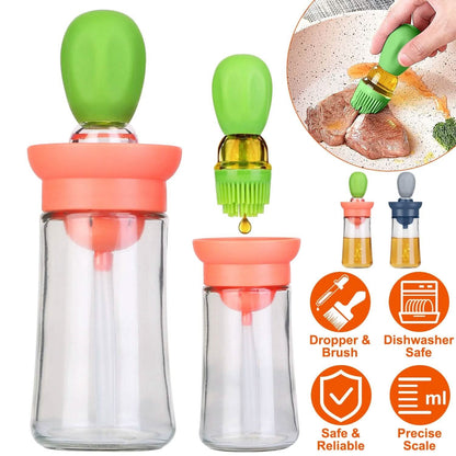 2-in-1 Glass Olive Oil Dispenser with Silicone Dropper
