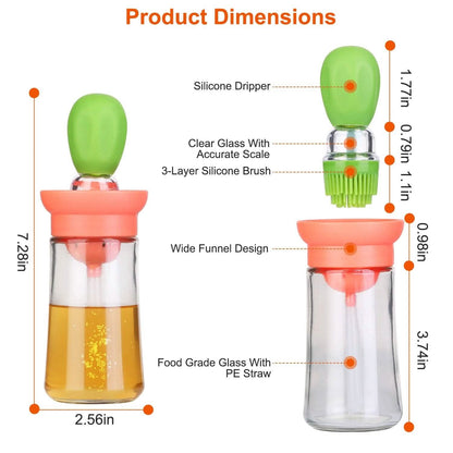 2-in-1 Glass Olive Oil Dispenser with Silicone Dropper