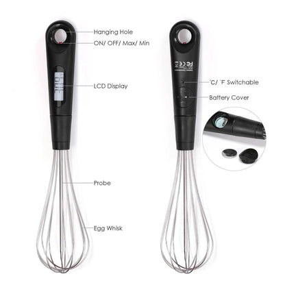 2-in-1 Instant Read Food Thermometer and Egg Whisk