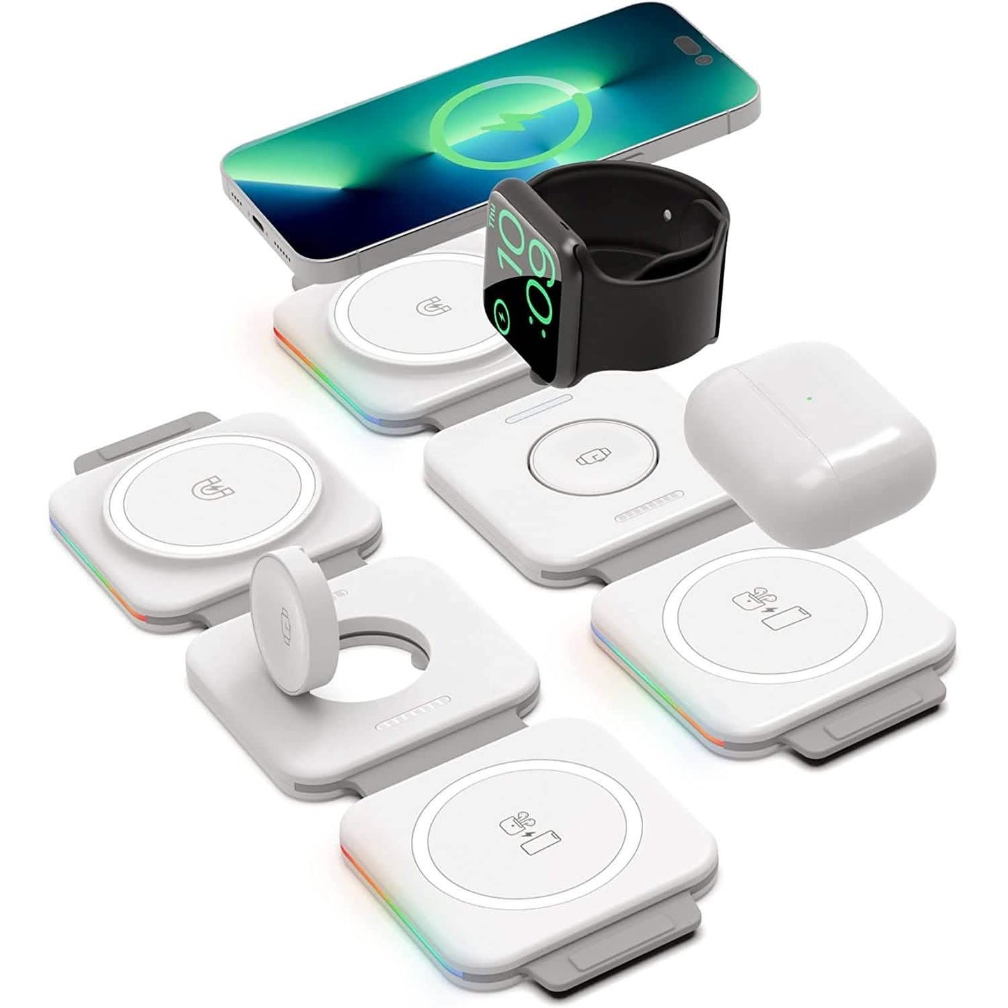 2-Pack: 3-in-1 Travel Charging Station for AirPods, Apple Watch and iPhone