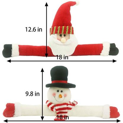 2-Pack: Christmas Curtain Buckle Doll Santa & Snowman