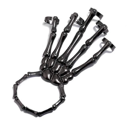 2-Pack: Gothic Bone Bracelet with Ring