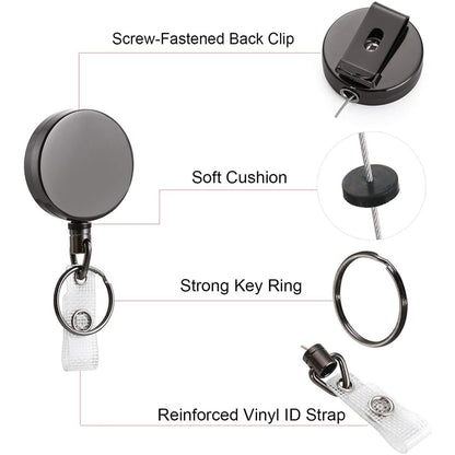 2-Pack: Heavy Duty Retractable Badge Holder Reel