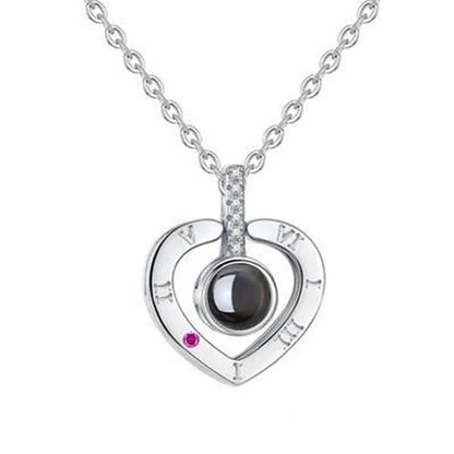 2-Pack: I Love You In 100 Languages Necklace Micro-engraved Light Projection Pendant