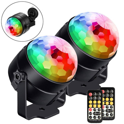 2-Pack: LED Disco Light Sound Activated Party Lights with Remote Control Dj Lighting