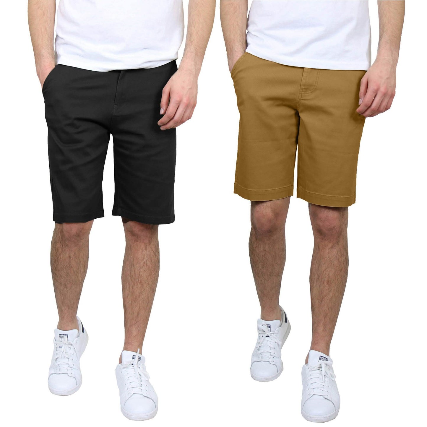 2-Pack: Men's 5-Pocket Flat-Front Slim-Fit Stretch Chino Shorts