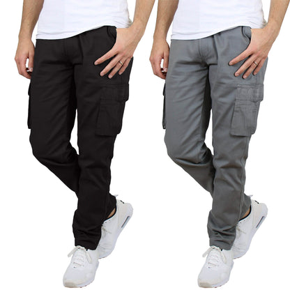 2-Pack: Men's Cotton Cargo Pants With Belt