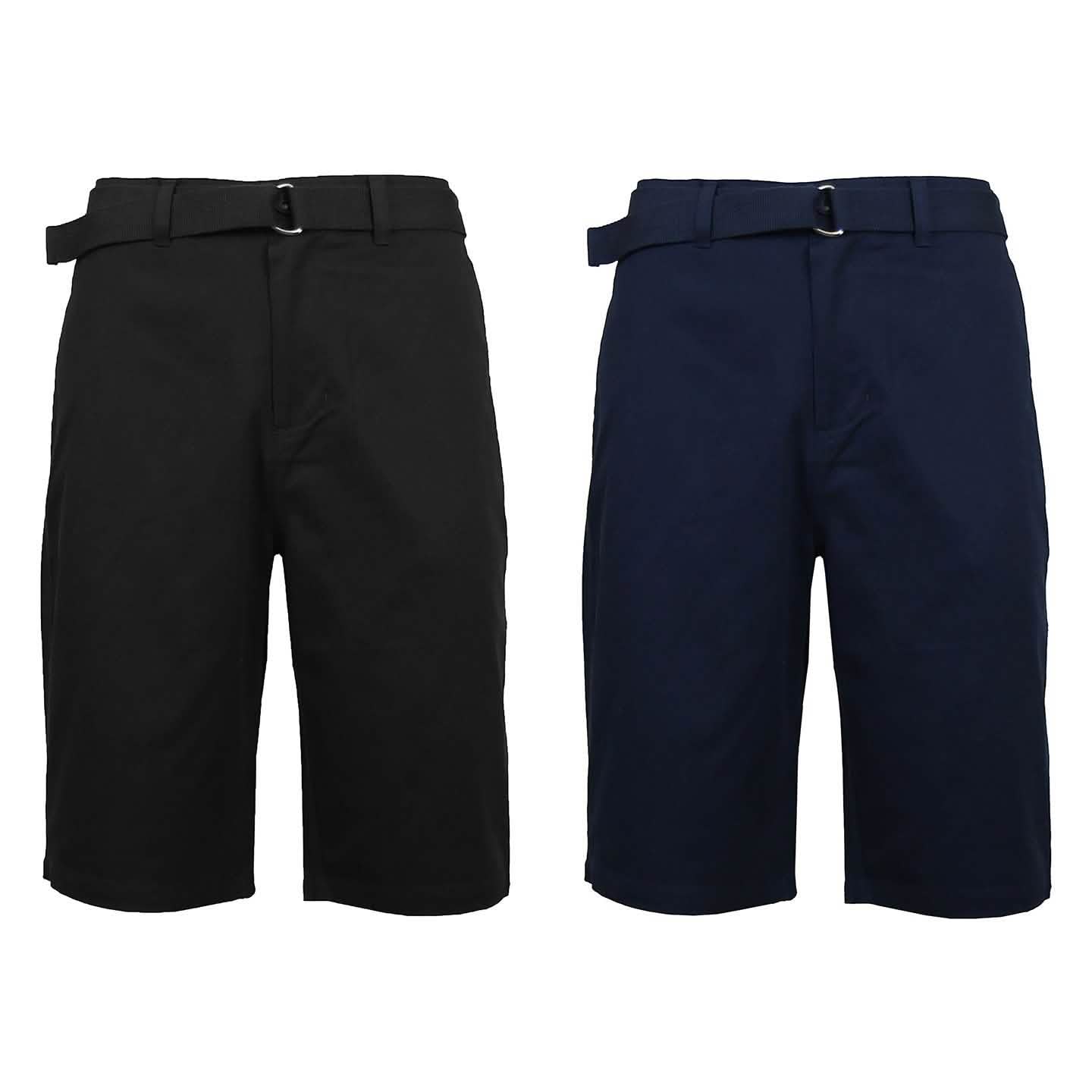 2-Pack: Men's Cotton Chino Shorts with Belt