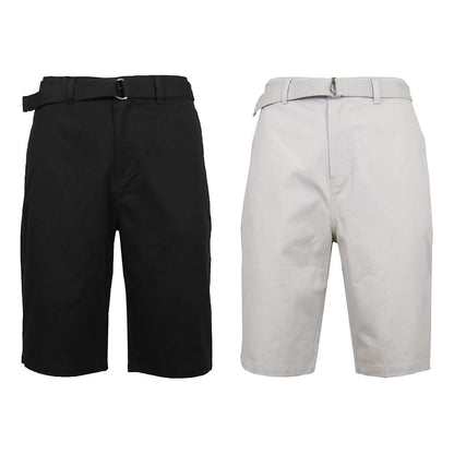 2-Pack: Men's Cotton Chino Shorts with Belt