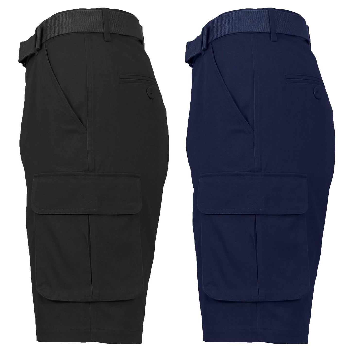 2-Pack: Men's Cotton Flex Stretch Cargo Shorts With Belt