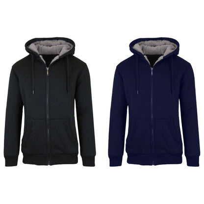 2-Pack: Men's Heavyweight Sherpa Fleece-Lined Zip Hoodie Sweater