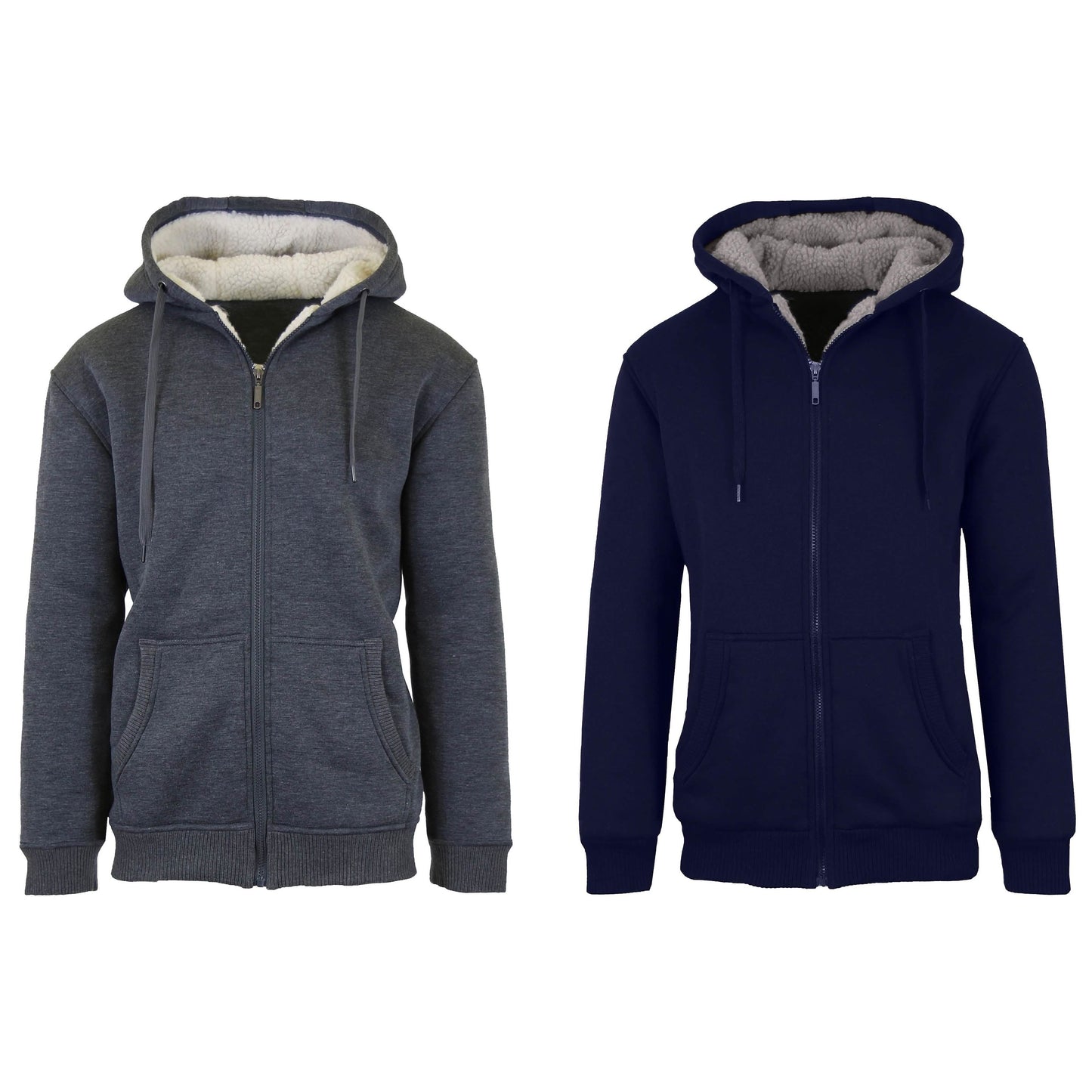 2-Pack: Men's Heavyweight Sherpa Fleece-Lined Zip Hoodie Sweater